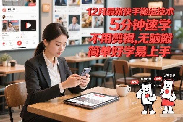 12月最新快手搬运技术，5分钟速学，不用剪辑无脑搬，简单好学易上手-云泽轻创网