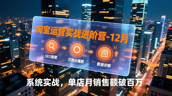 淘宝运营实战进阶营-12月：SEO搜索、万相台爆款、数据诊断，系统实战，单店月销售额破百万-云泽轻创网