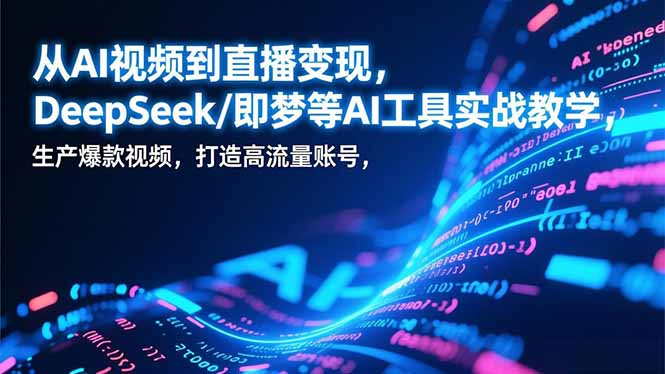 从AI视频到直播变现，DeepSeek/即梦等AI工具实战教学，生产爆款视频，打造高流量账号-云泽轻创网