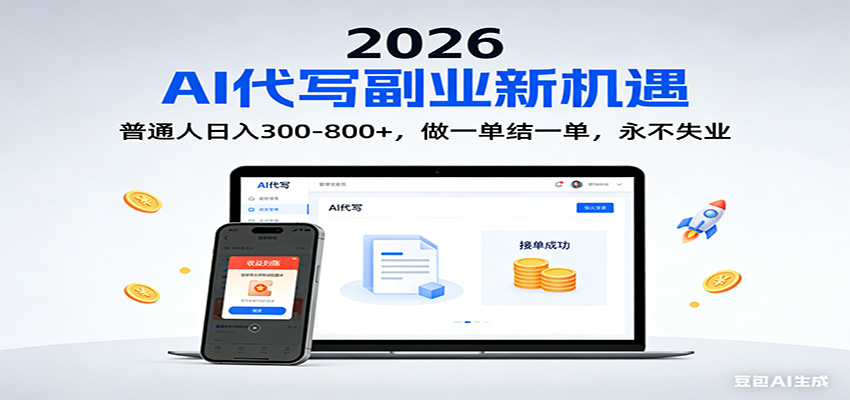 2026 副业首选!AI 代写日入 300-800,普通人0门槛,做一单结一单!-云泽轻创网