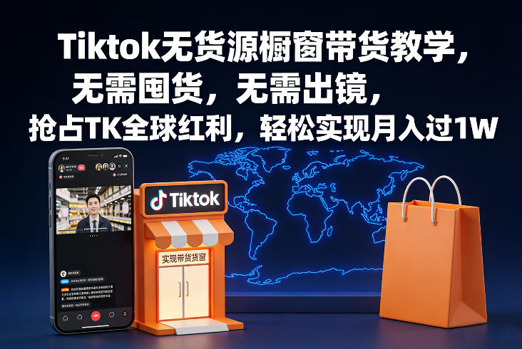 Tiktok无货源橱窗带货教学，无需囤货，无需出镜，抢占TK全球红利，轻松实现月入过1W-云泽轻创网