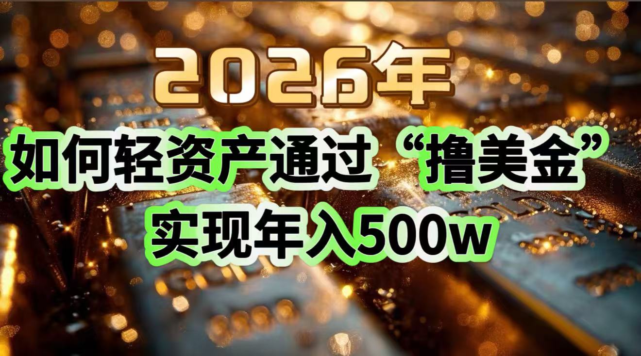 2026年如何轻资产通过“撸美金”实现年入500w-云泽轻创网