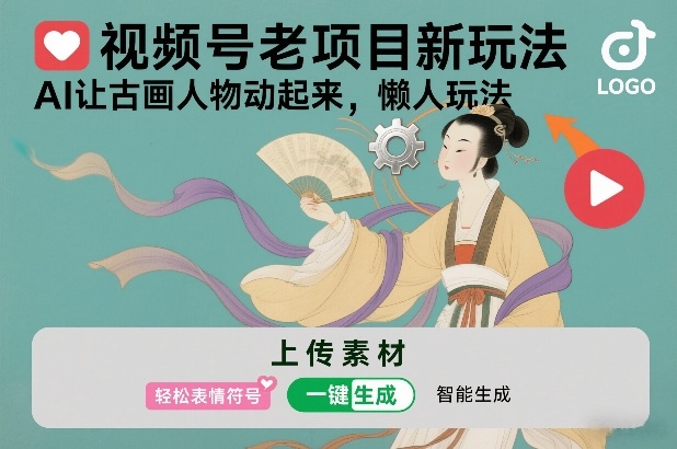 视频号老项目新玩法，AI让古画人物动起来，懒人玩法，附详细教程-云泽轻创网