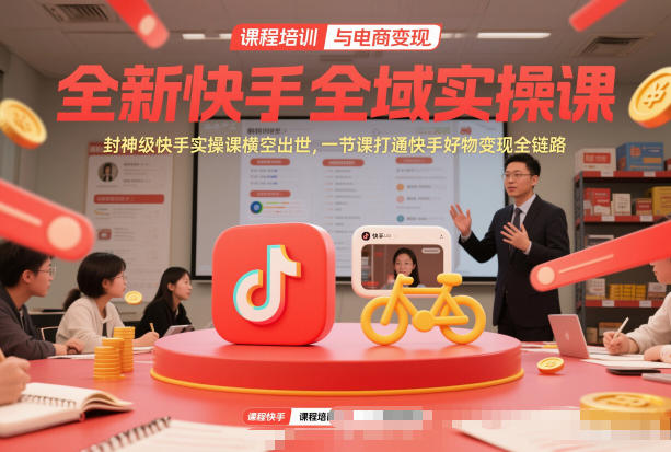 全新快手全域实操课，封神级快手实操课横空出世，一节课打通快手好物变现全链路-云泽轻创网