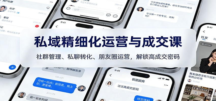 私域精细化运营与成交课:社群管理、私聊转化、朋友圈运营,解锁高成交密码-云泽轻创网