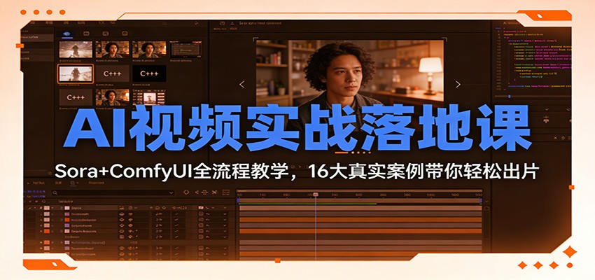 AI视频实战落地课：Sora+ComfyUI全流程教学，16大真实案例带你轻松出片-云泽轻创网