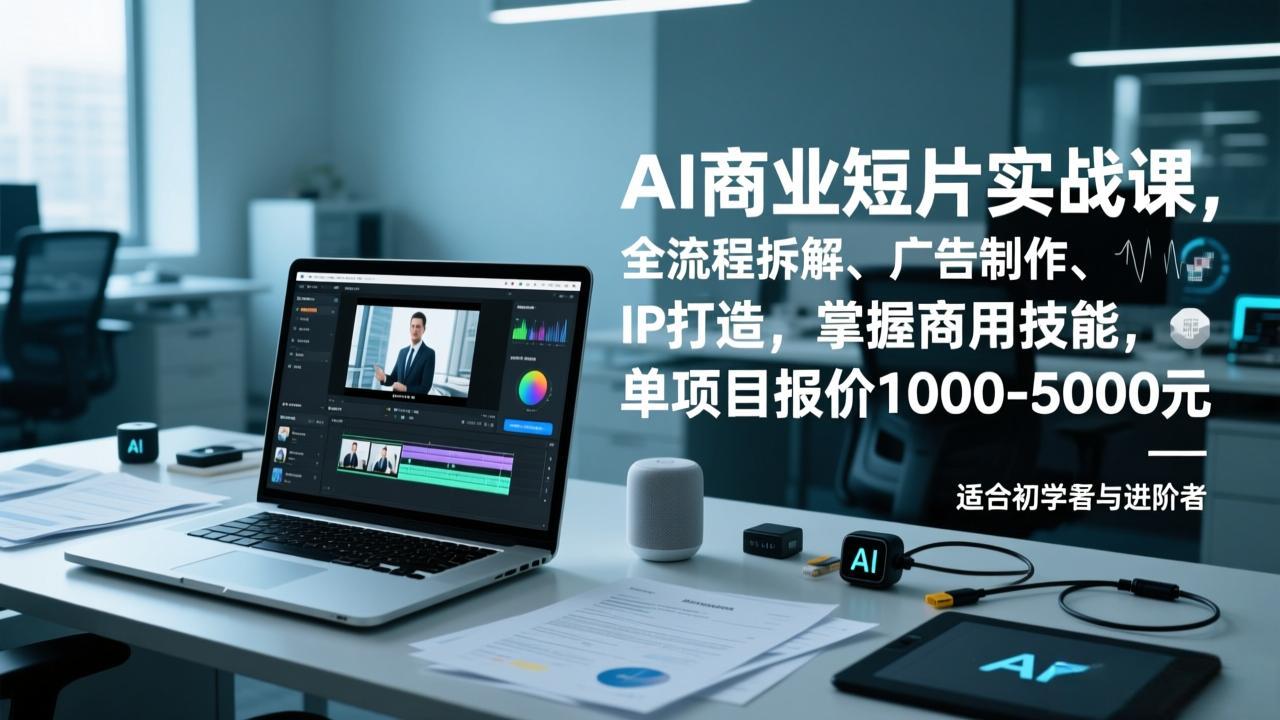 AI商业短片实战课，全流程拆解、广告制作、IP打造，掌握商用技能，单项目报价1000-5000元-云泽轻创网
