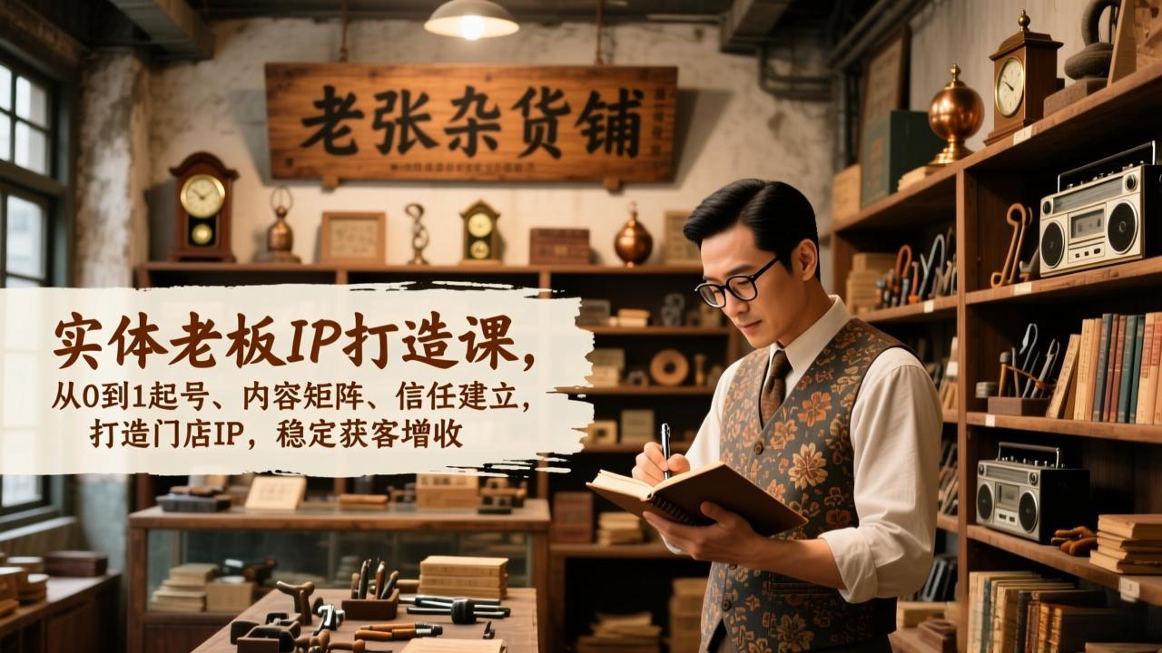 实体老板IP打造课，从0到1起号、内容矩阵、信任建立，打造门店IP，稳定获客增收-云泽轻创网