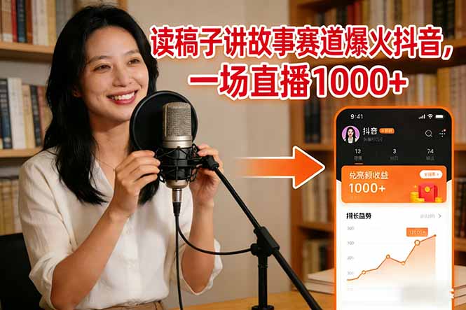 读稿子讲故事赛道爆火抖音，一场直播日入1000+-云泽轻创网