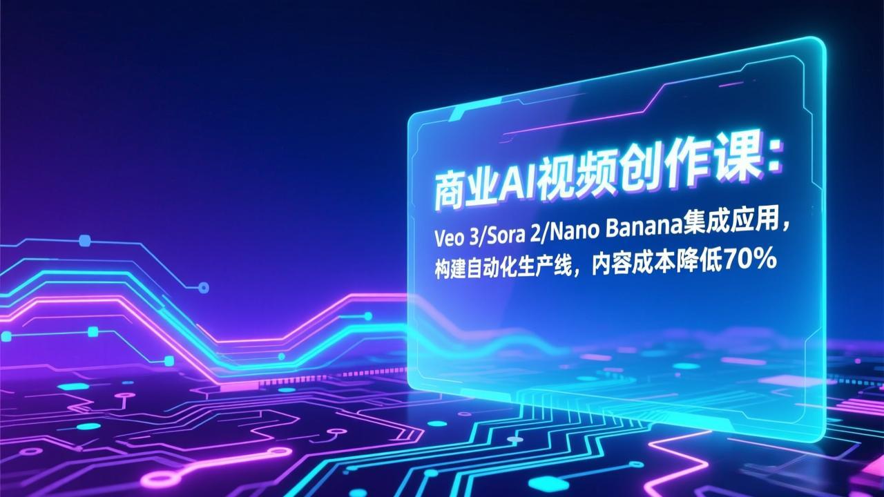 商业AI视频创作课：Veo 3/Sora 2/Nano Banana集成应用，构建自动化生产线，内容成本降低70%-云泽轻创网