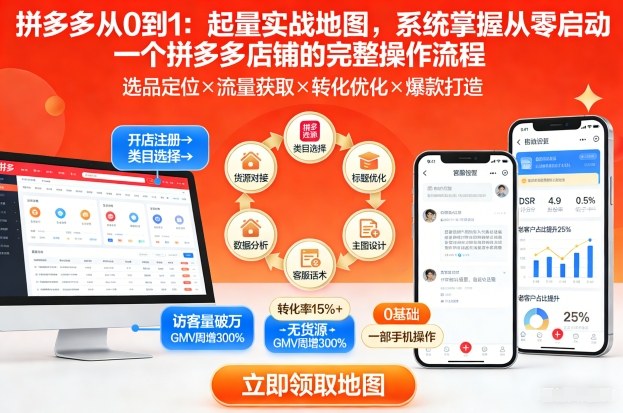 拼多多从0到1：起量实战地图，系统掌握从零启动一个拼多多店铺的完整操作流程-云泽轻创网