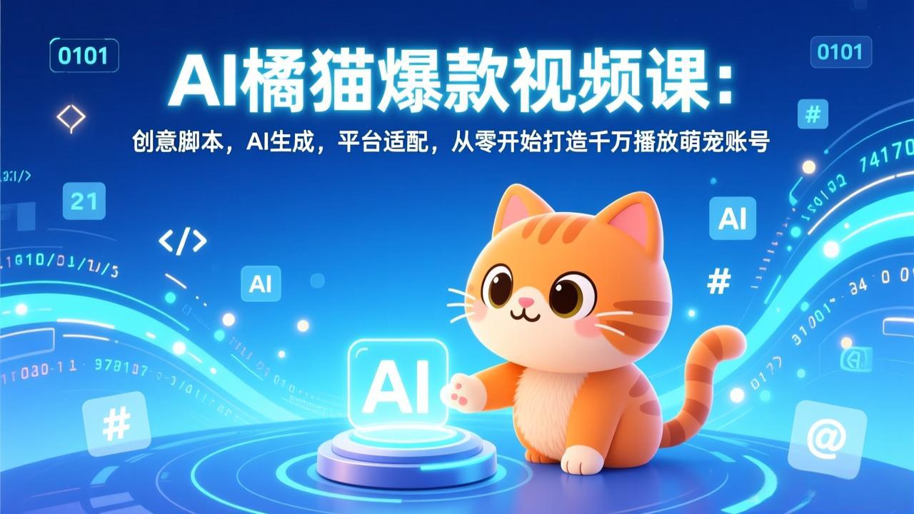 AI橘猫爆款视频课：创意脚本，AI生成，平台适配，从零开始打造千万播放萌宠账号-云泽轻创网