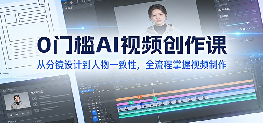 0门槛AI视频创作课：从分镜设计到人物一致性，全流程掌握视频制作-云泽轻创网