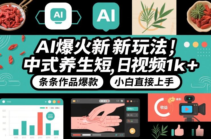 AI爆火新玩法，中式养生短视频，日收益1k+条条作品爆款，小白直接上手，附详细教程-云泽轻创网