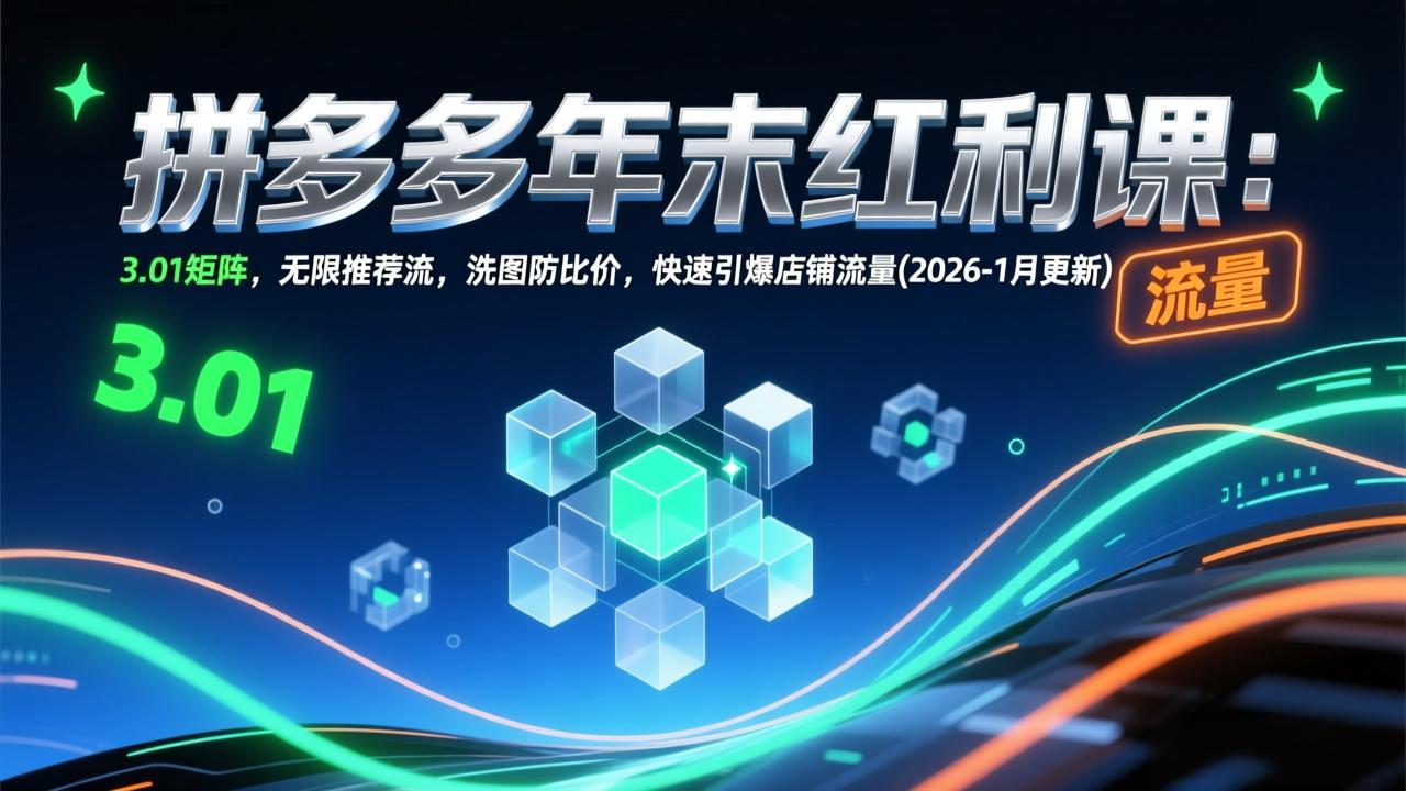 拼多多年末红利课：3.01矩阵，无限推荐流，洗图防比价，快速引爆店铺流量(2026-1月更新-云泽轻创网