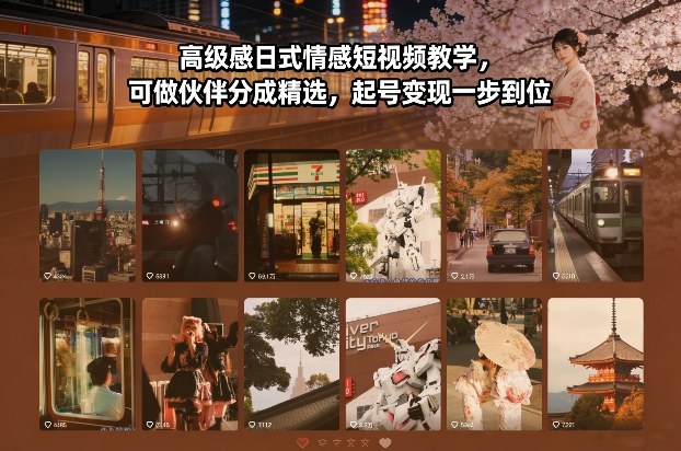 高级感日式情感短视频教学，可做伙伴分成精选，起号变现一步到位-云泽轻创网