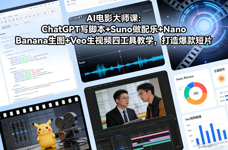 AI电影大师课：ChatGPT写脚本+Suno做配乐+Nano Banana生图+Veo生视频，打造爆款短片-云泽轻创网