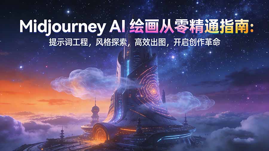 Midjourney AI绘画从零精通指南：提示词工程，风格探索，高效出图，开启创作革命-云泽轻创网