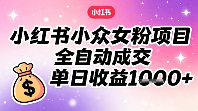 小红书小众女粉项目，全自动成交，单日收益多张-云泽轻创网