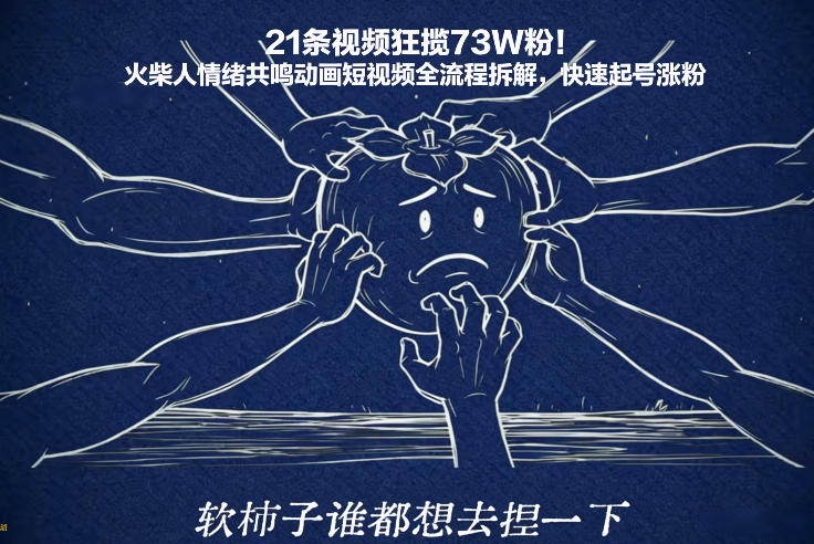 21条视频狂揽73W粉！火柴人情绪共鸣动画短视频全流程拆解，快速起号涨粉-云泽轻创网