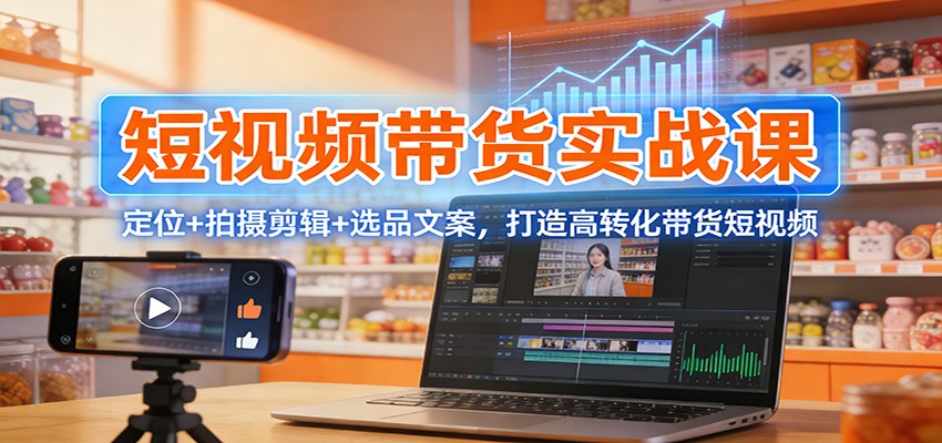 短视频带货实战课：定位+拍摄剪辑+选品文案，打造高转化带货短视频-云泽轻创网