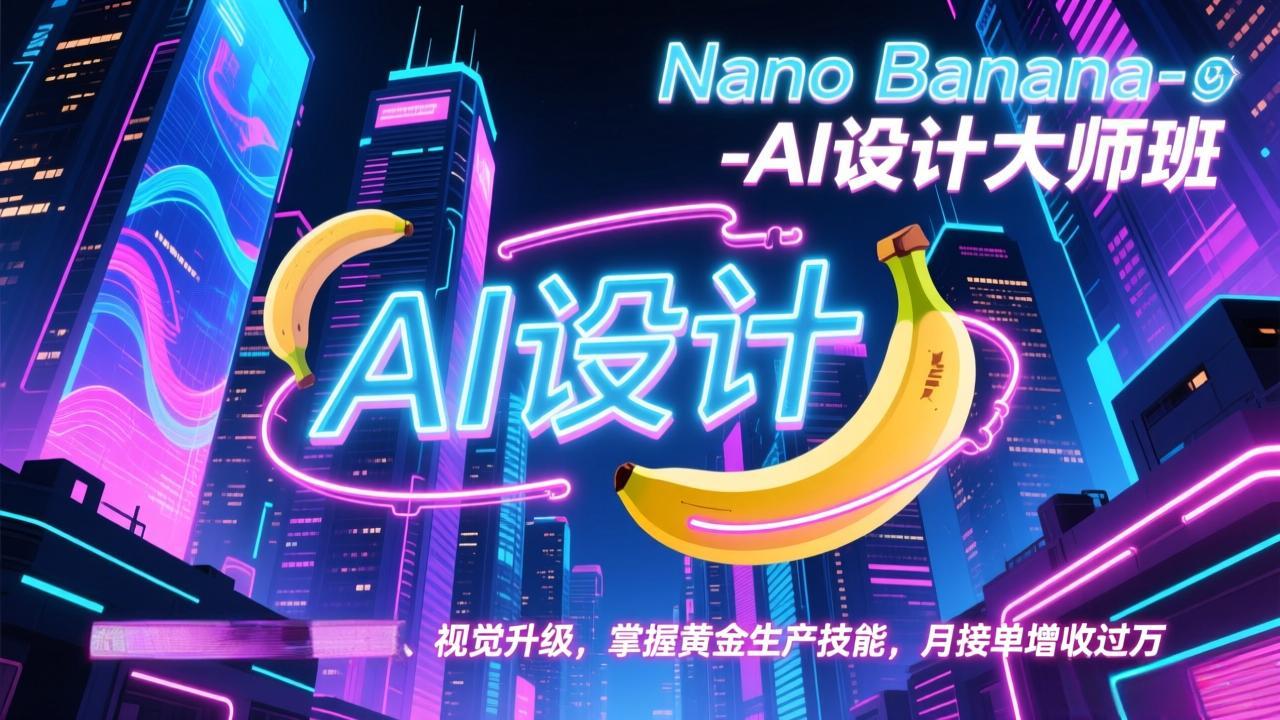Nano Banana-AI设计大师班，修图合成、广告创作、视觉升级，掌握黄金生产技能，月接单增收过万-云泽轻创网