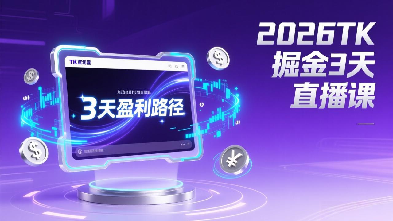 2026TK掘金直播课，起号涨粉+直播带货+商单变现+3天打通盈利路径，月入过万美金-云泽轻创网