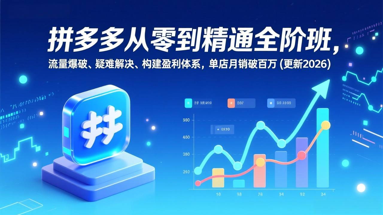 拼多多从零到精通全阶班，流量爆破、疑难解决，构建盈利体系，单店月销破百万(更新2026-云泽轻创网