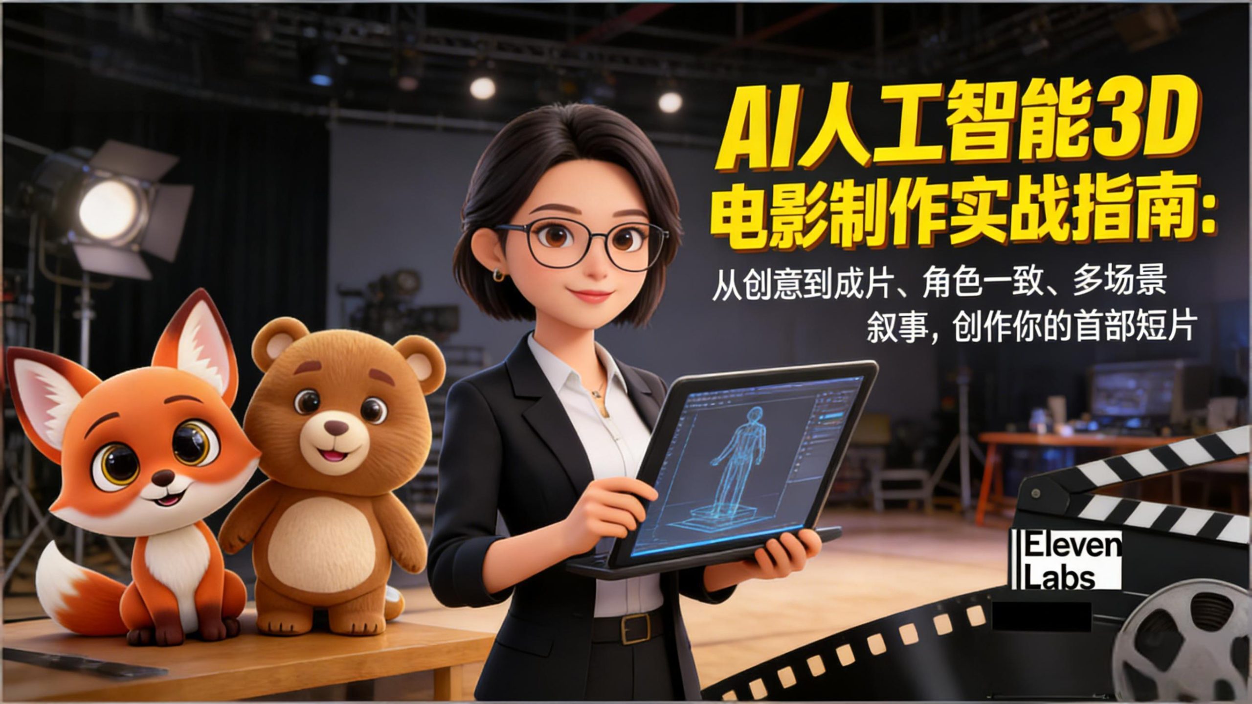 AI人工智能3D电影制作实战指南:从创意到成片、角色一致、多场景叙事,创作你的首部短片-云泽轻创网