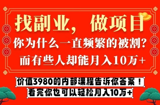 价值3980的网创内部课程，告诉你互联网创业月入10个W的秘密【揭秘】-云泽轻创网