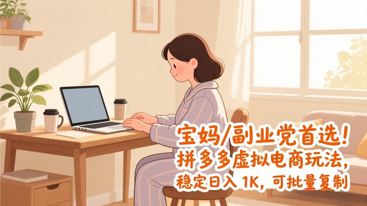 宝妈 / 副业党首选！拼多多虚拟电商玩法，稳定日入 1K，可批量复制-云泽轻创网