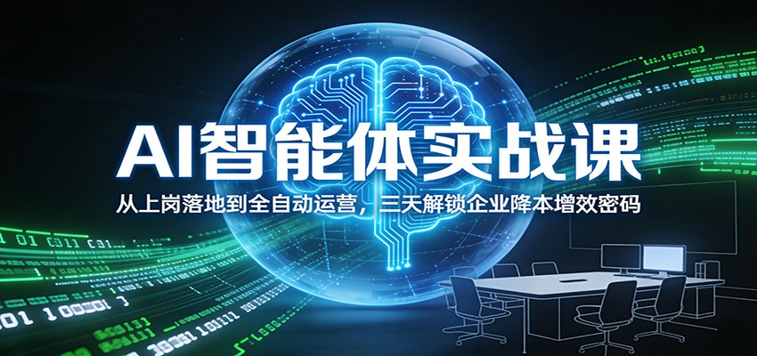 AI智能体实战课：从上岗落地到全自动运营，三天解锁企业降本增效密码-云泽轻创网