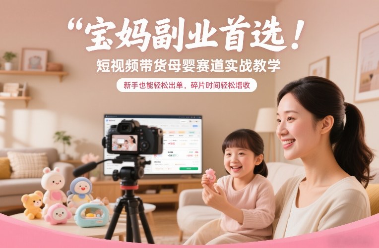 宝妈副业首选！短视频带货母婴赛道实战教学，新手也能轻松出单，碎片时间轻松增收-云泽轻创网