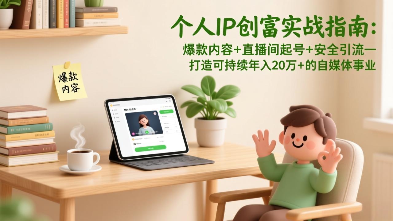 个人IP创富实战指南：爆款内容+直播间起号+安全引流，打造可持续年入20万+的自媒体事业-云泽轻创网