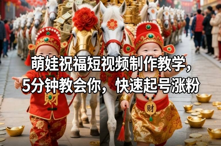 萌娃祝福短视频制作教学，5分钟教会你，快速起号涨粉-云泽轻创网