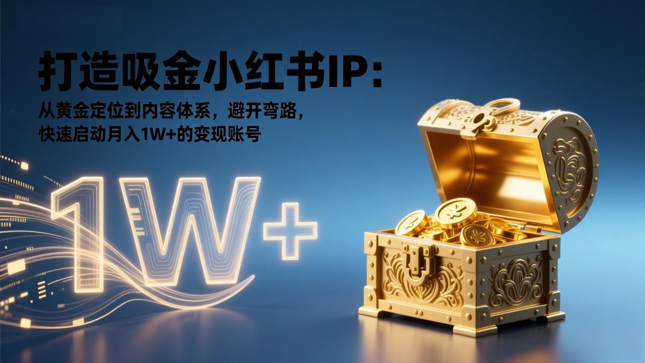 打造吸金小红书IP：从黄金定位到内容体系，避开弯路，快速启动月入1W+的变现账号-云泽轻创网