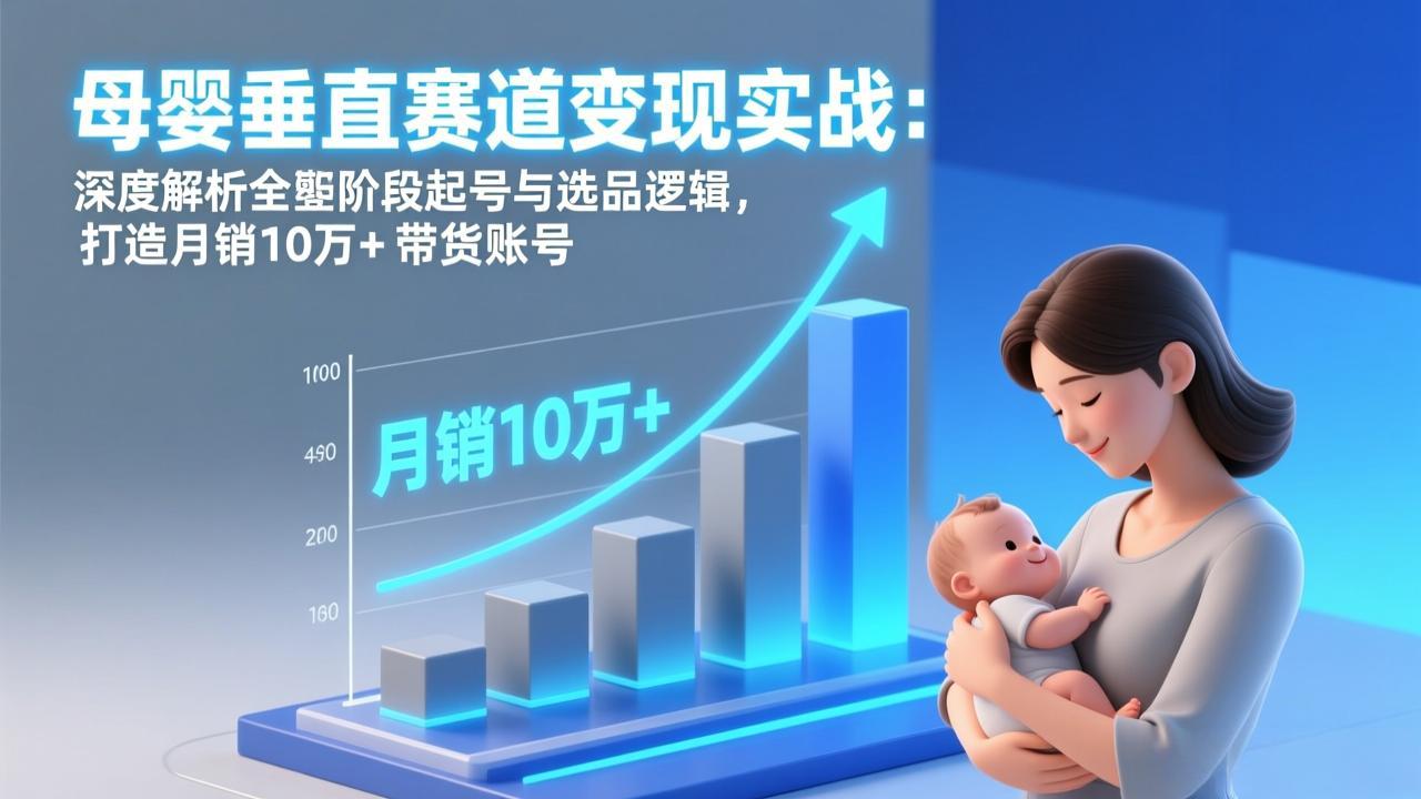 母婴垂直赛道变现实战：深度解析三大阶段起号与选品逻辑，打造月销10万+带货账号-云泽轻创网