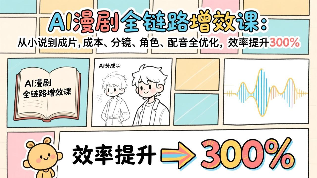 AI漫剧全链路增效课：从小说到成片，成本、分镜、角色、配音全优化，效率提升300%-云泽轻创网