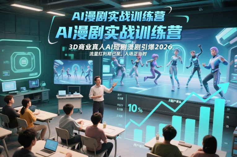 AI漫剧实战训练营，3D商业真人AI短剧漫剧引爆2026，流量红利期已至，入场正当时-云泽轻创网