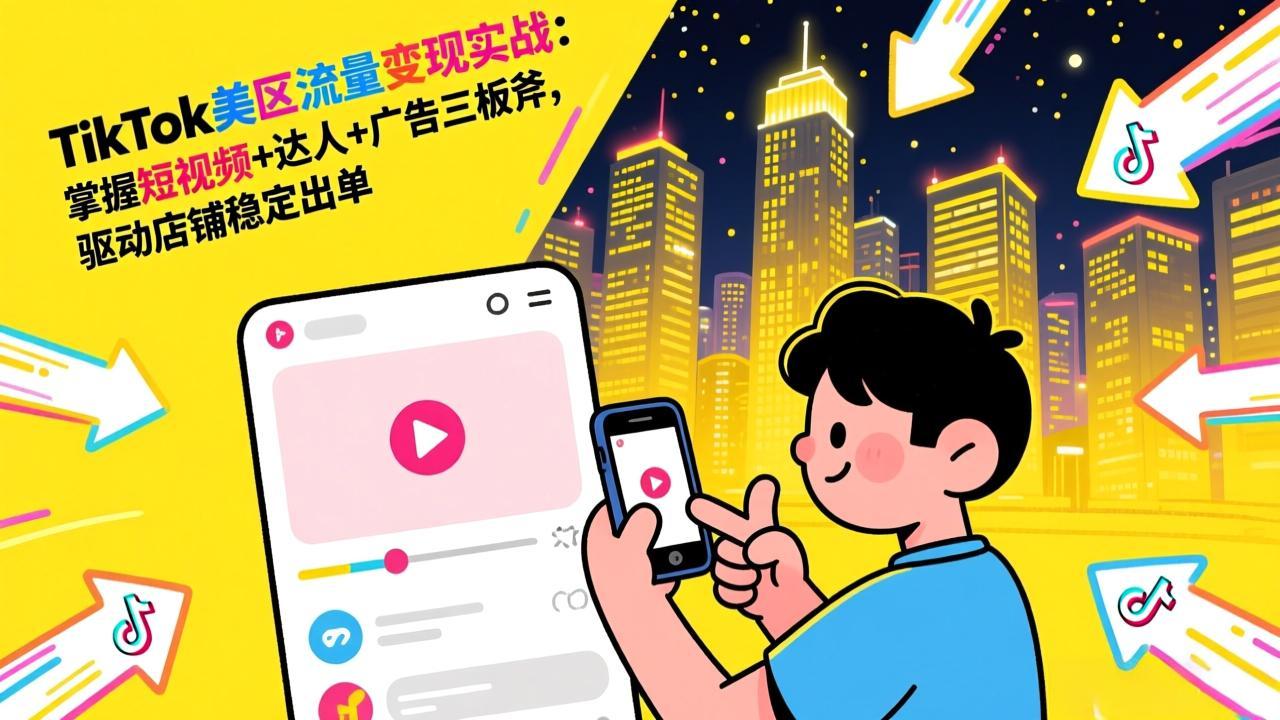 TikTok美区流量变现实战：掌握短视频+达人+广告三板斧，驱动店铺稳定出单-云泽轻创网