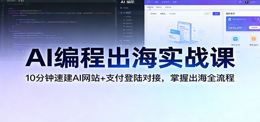 AI编程出海实战课:10分钟速建AI网站+支付登陆对接,掌握出海全流程-云泽轻创网