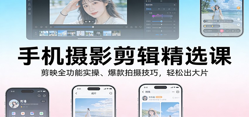 手机摄影剪辑精选课:剪映全功能实操、爆款拍摄技巧,轻松出大片-云泽轻创网