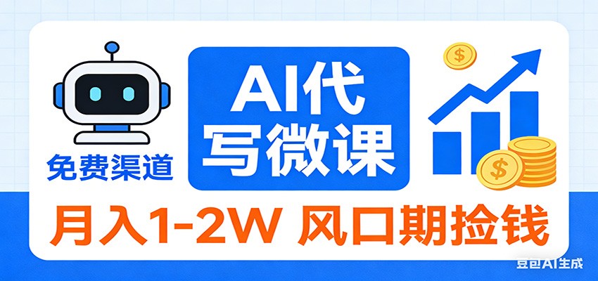 2026告别打工！AI 代写微课，提供免费渠道，月入 1-2W 风口期捡钱-云泽轻创网