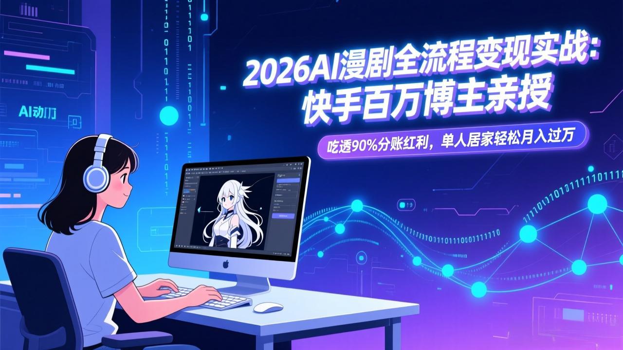 2026AI漫剧全流程变现实战：快手百万博主亲授，吃透90%分账红利，单人居家轻松月入过万-云泽轻创网