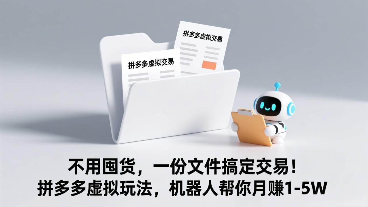 不用囤货，一份文件搞定交易！拼多多虚拟玩法，机器人帮你月赚 1-5W-云泽轻创网