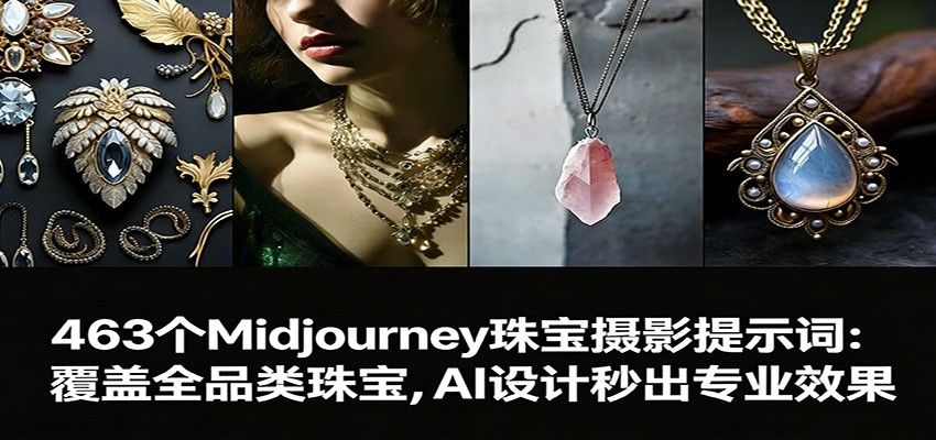 463个Midjourney珠宝摄影提示词:覆盖全品类珠宝,AI设计秒出专业效果-云泽轻创网