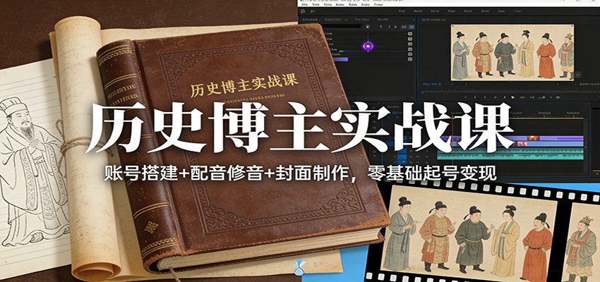 历史博主实战课：账号搭建+配音修音+封面制作，零基础起号变现-云泽轻创网