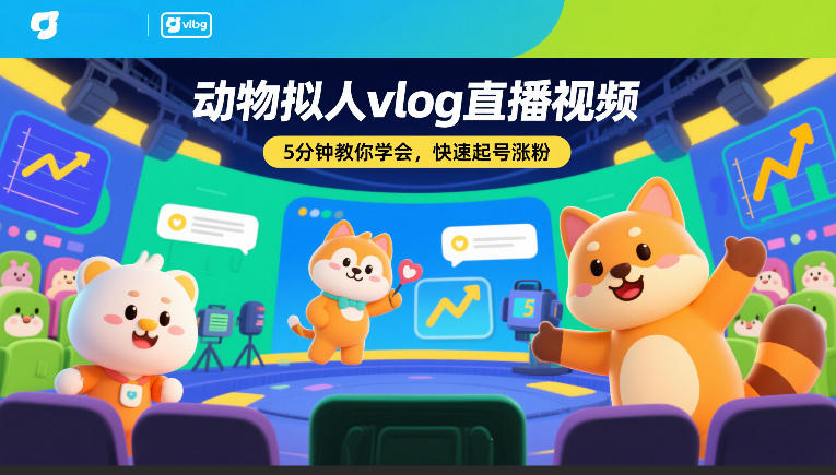动物拟人vlog直播视频，5分钟教你学会，快速起号涨粉-云泽轻创网