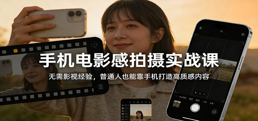 手机电影感拍摄实战课:无需影视经验,普通人也能靠手机打造高质感内容-云泽轻创网