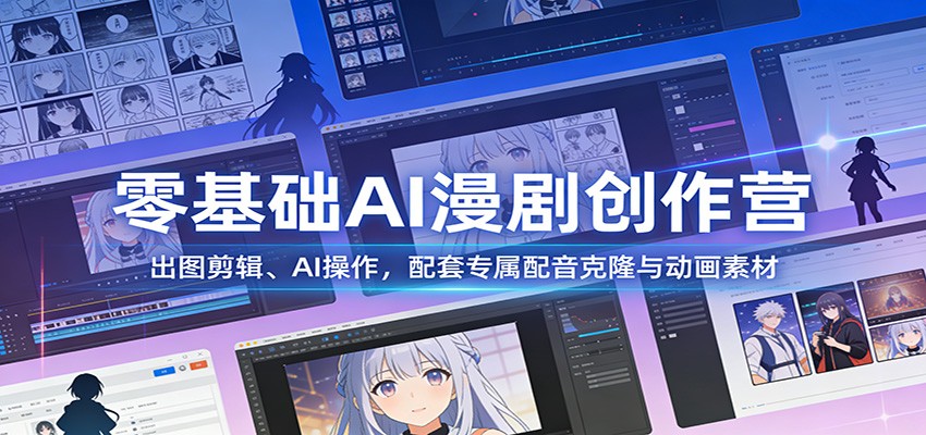 零基础AI漫剧创作营：出图剪辑、AI操作，配套专属配音克隆与动画素材-云泽轻创网